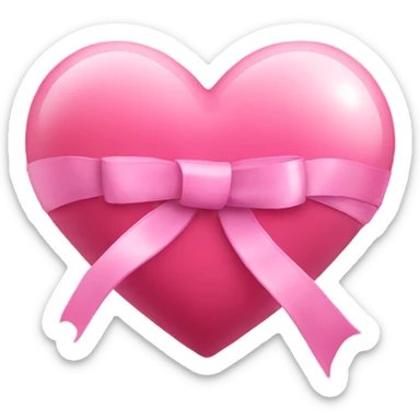 pink heart with pink ribbon sticker