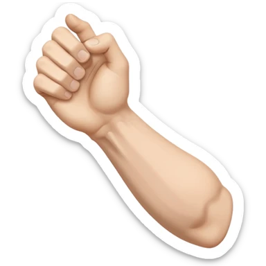 a human arm and hand in the exact pose and style of the strong arm emoji 💪 but the arm is weak and thin, with no biceps, looking frail and limp sticker
