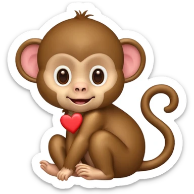 Baby monkey with hearts sticker