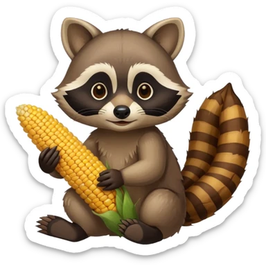 racoon with corn sticker