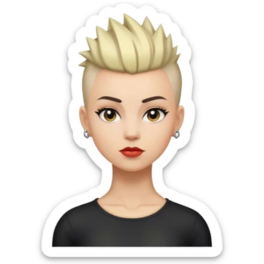 White woman with short hair mohawk black style sticker