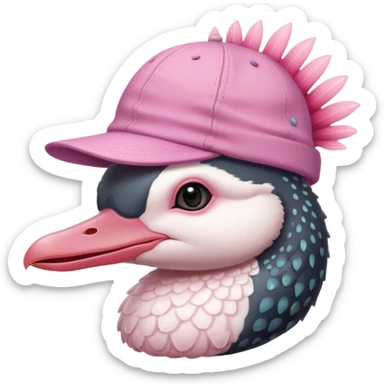 common loon wearing an axolotl hat sticker
