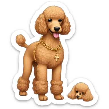 Light Brown golden poodle with Jesus chain sticker