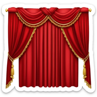 Simple, opened red curtains  sticker