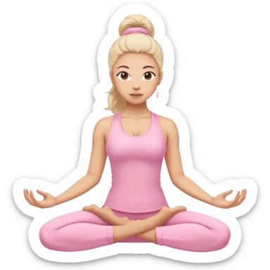 Woman doing yoga with light pink uniform sticker