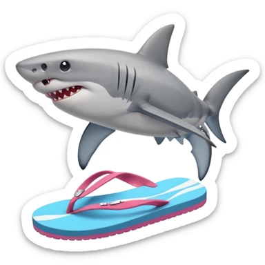 Hace a un tiburon con ojotas sticker