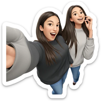 smiling girls with long hair sticker