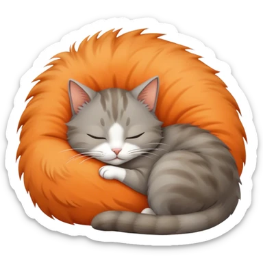 Cat sleeping with small rat sticker