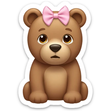 Light brown bear with light pink bows sticker
