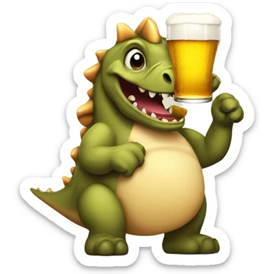 Dinasour with beer sticker