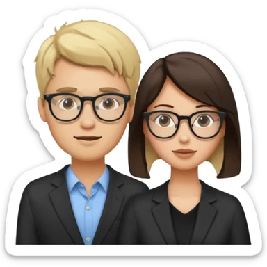 Blonde guy glasses with brunette baddie glasses sticker