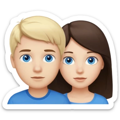 Couple blond boy bleu and the girl brunette hair and blue eyes  sticker