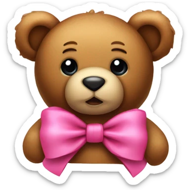 teddy bear with a pnk bow on th sticker