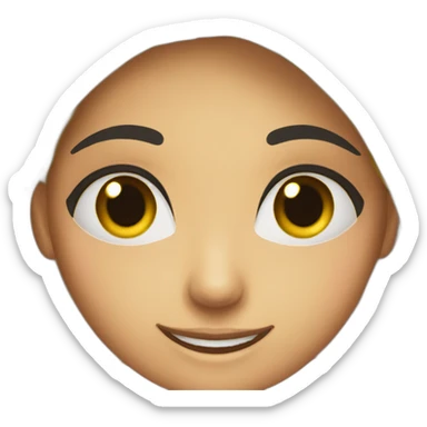 A smiling Muslim girl with black eyes and eyebrows and a wheat face sticker