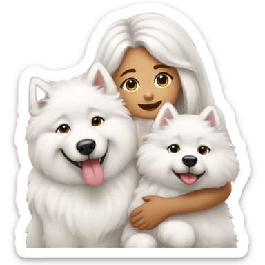 Boy Samoyed  and girl samoyed with babies sticker