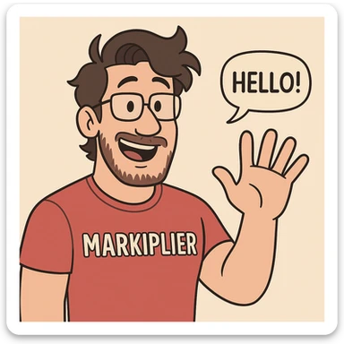 MARKIPLIER a hand and say hello sticker