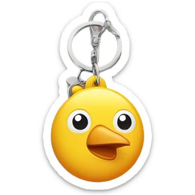 an cute keychain with a happy bird imprint on it  sticker