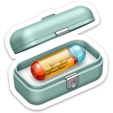 medicine capsule in case in nutral colors sticker