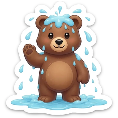 Cute bear coming out of the shower sticker