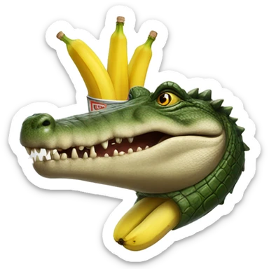 A crocodile with a banana on his head and a vodka in the hand  sticker