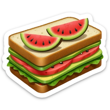 Sandwich with watermelon, wood and avocado sticker