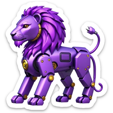 glitter mech lion purple cyberpunk sticker