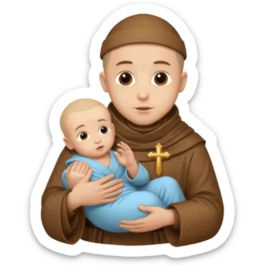 Saint Anthony dressed as a monk and holding the baby Jesus in his lap. sticker