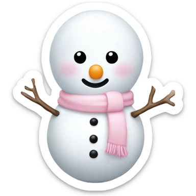 Cute white and light pink snowman sticker
