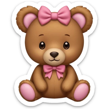 cute teddy bear with bows on both the ears sticker