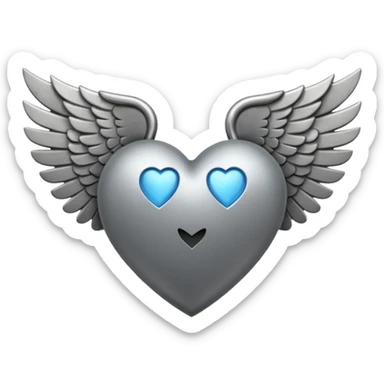Corazon gris con alas y una venda todo gris sticker