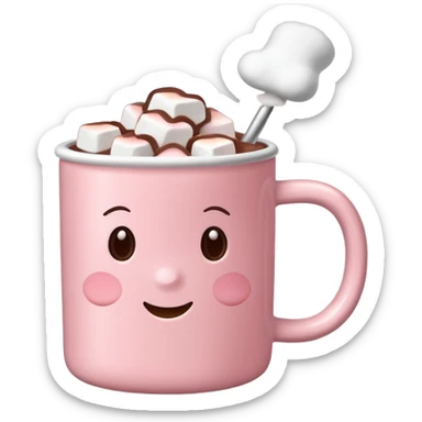 light pink mug with hot chocolate and marshmallows no face sticker