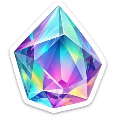 crystal gem with neon holographic swirls inside sticker