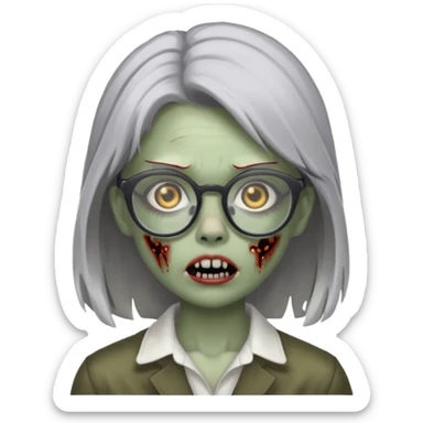 zombie with glasses gray girl sticker