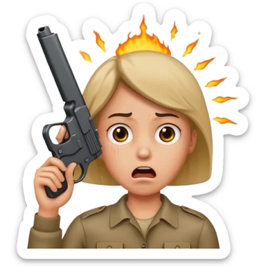 Person with gun to head sticker