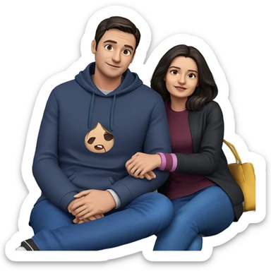 couple sitting on a bench sticker