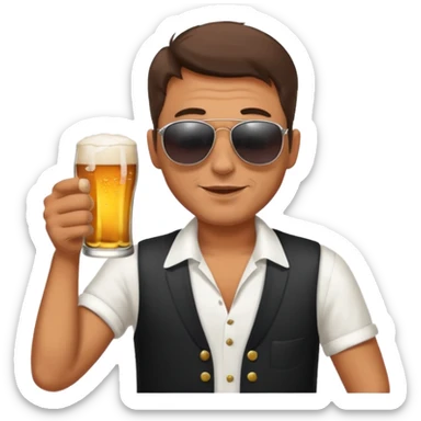 drunk man with a glass of beer sticker