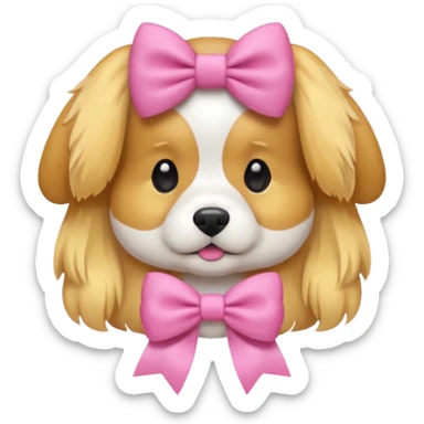 Perrita de pelo doradito con un lazo de color rosa🎀 sticker