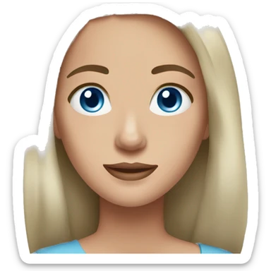 woman dark hair blue eyes clifted chin sticker