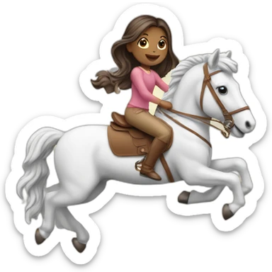 Girl jump hobby horse  sticker