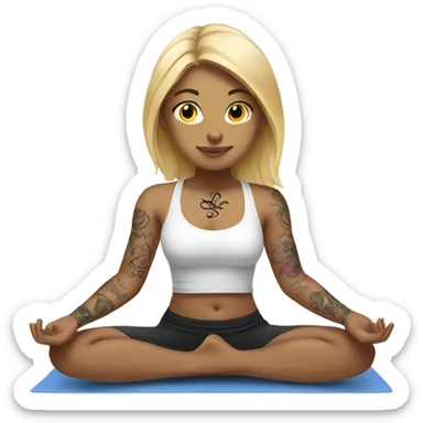  Blonde girl with tattoos doing yoga sticker