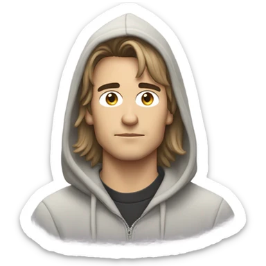 guy with a mullet wearing a hoodie with the band weezer and his skin is peach sticker