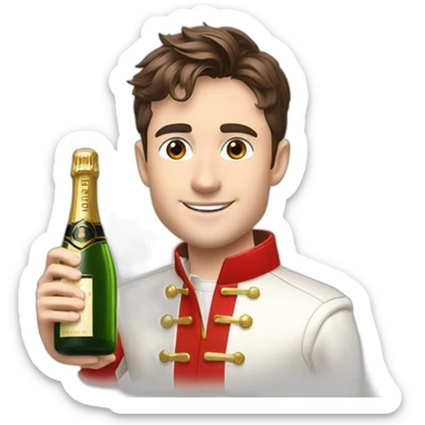 Charles Leclerc in red and White with champagne bottle sticker