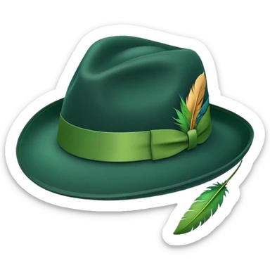 a fedora emoji with a green band and a feather sticker