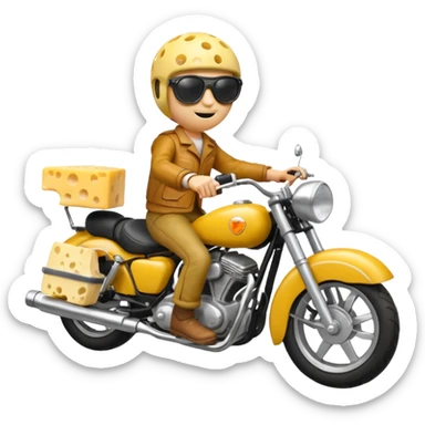 Cheese riding a motorcycle with sunglasses sticker