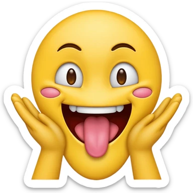 Emoji sticking out tongue with hands going outwards￼ sticker
