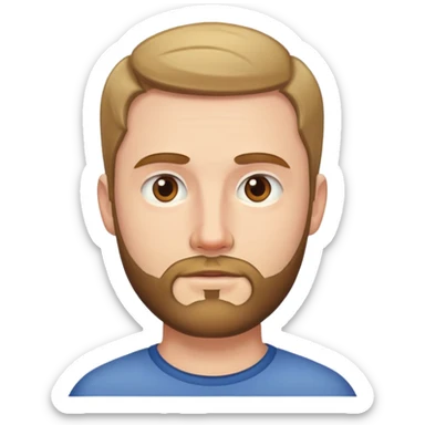 un homme blanc avec une barbe courte et un middle part sticker