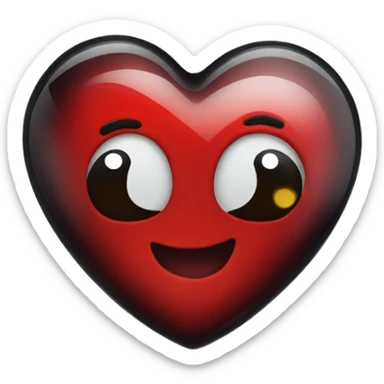 red and black glass heart sticker