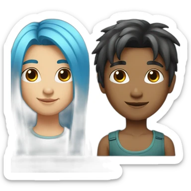 boy-with-blue-hair-and-girl-with-black-straight-long-hair sticker