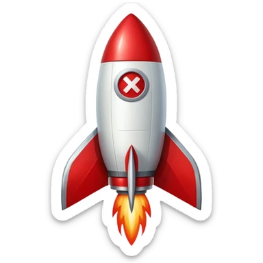 rocket emoji with a bold X cross in the middle sticker