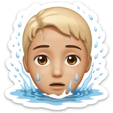 Tête qui se noit dans l’eau avec l’eau qui monte jusqu’à la moitié du visage  sticker